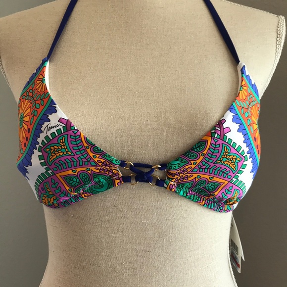Trina Turk Pacific Paisley Triangle Bikini Top 8 - Picture 5 of 8